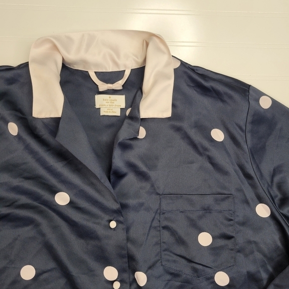 Kate Spade Polka Dot Button Down Pajama Shirt Size XL - Picture 3 of 6